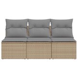 vidaXL Tuinbank 3-zits Poly Rattan Beige - 35% Korting