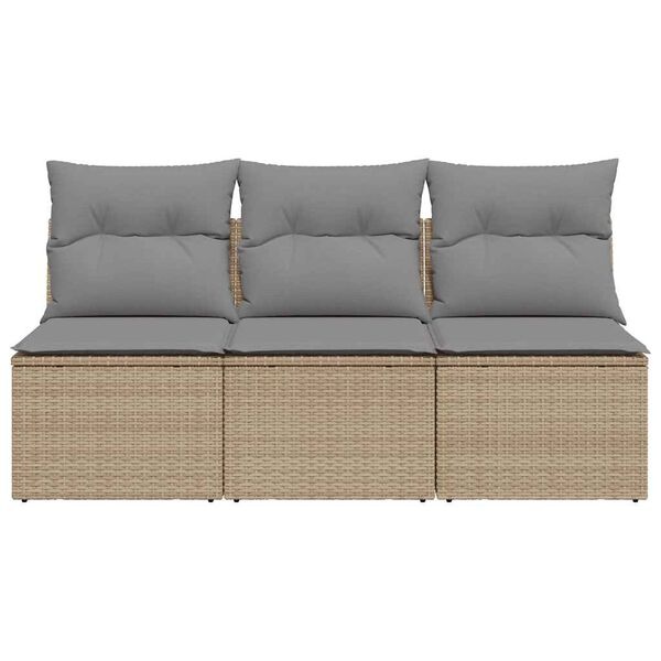 vidaXL Tuinbank 3-zits Poly Rattan Beige - 35% Korting