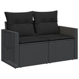 vidaXL Tuinbank 2-zits Poly Rattan Zwart - 30% Korting!