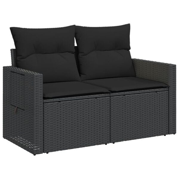 vidaXL Tuinbank 2-zits Poly Rattan Zwart - 30% Korting!