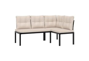 vidaXL Tuinbanken met kussens (2-st) - Gepoedercoat Staal - Zwart - 35% Korting!