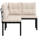 vidaXL Tuinbanken met kussens (2-st) - Gepoedercoat Staal - Zwart - 35% Korting!