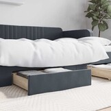 vidaXL Bedlades 2 st. Bewerkt hout/fluweel donkergrijs - 50% Korting!