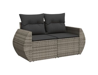 vidaXL Tuinbank 2-zits poly rattan grijs - 30% Korting!