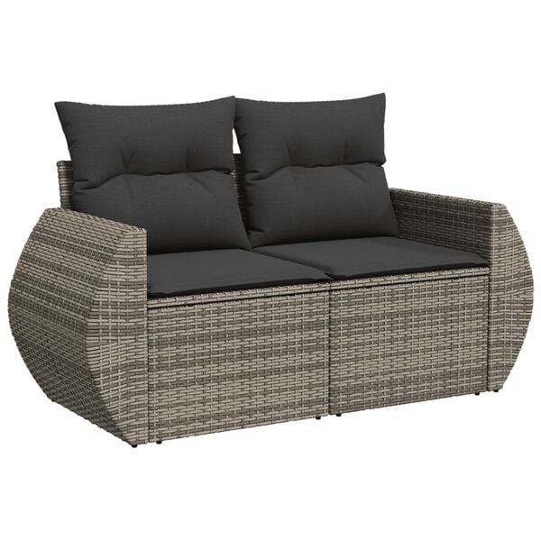 vidaXL Tuinbank 2-zits poly rattan grijs - 30% Korting!