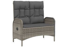 vidaXL Tuinbank Verstelbaar (30% Korting) - Poly Rattan Grijs 107cm