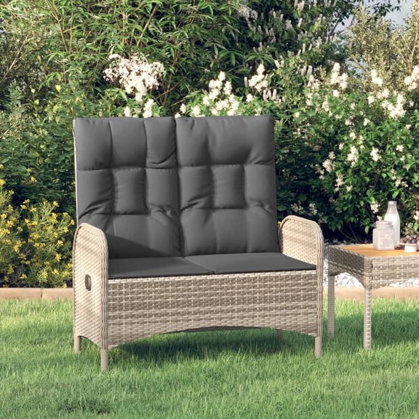 vidaXL Tuinbank Verstelbaar (30% Korting) - Poly Rattan Grijs 107cm