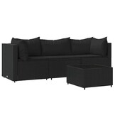 vidaXL Loungeset 4-delig poly rattan zwart - 30% Korting!