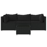 vidaXL Loungeset 4-delig poly rattan zwart - 30% Korting!