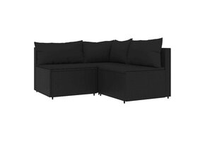 vidaXL 3-delige Loungeset Poly Rattan Zwart | 35% Korting