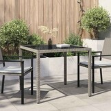 vidaXL Tuintafel Gehard Glas & Poly Rattan - 30% Korting!