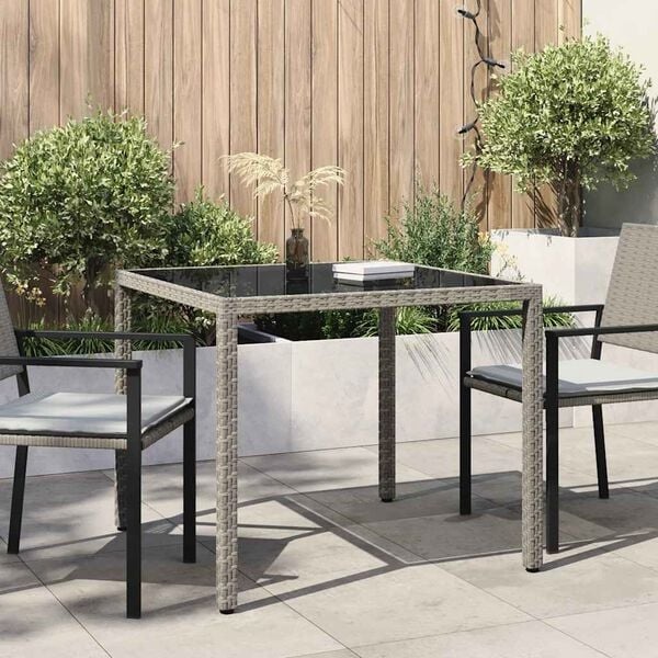 vidaXL Tuintafel Gehard Glas & Poly Rattan - 30% Korting!