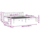 vidaXL Grenenhouten Bedframe 200x200cm Grijs - 30% Korting