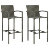 vidaXL Barkrukken 2 st. Poly Rattan Grijs - 35% Korting!