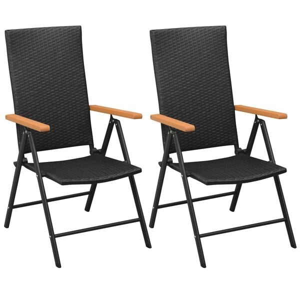 vidaXL Stapelbare Tuinstoelen Poly Rattan Zwart - 35% Korting