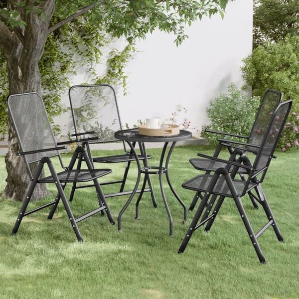 vidaXL Tuinstoelen (4 st) - Inklapbaar Metaalgaas Antraciet - 55% Korting!