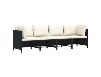 VidaXL Tuinbank 4-zits Poly Rattan Zwart - 35% Korting!