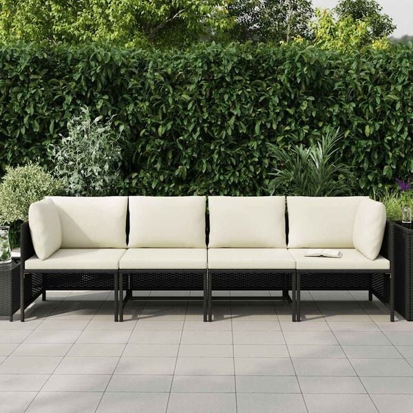 VidaXL Tuinbank 4-zits Poly Rattan Zwart - 35% Korting!