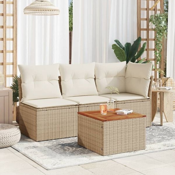 vidaXL Tuintafel (30% Korting) - Poly rattan & Acaciahout Beige