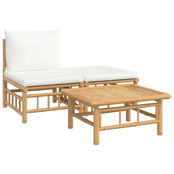 vidaXL 3-delige Loungeset Bamboe - 30% Korting!