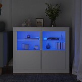 vidaXL Bijzetkastjes met LED 2 st. - Bewerkt Hout Wit - 35% Korting