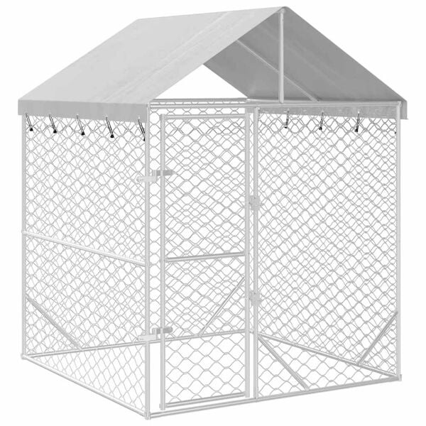 vidaXL Hondenkennel met dak - 55% Korting - 2x2x2,5m Staal