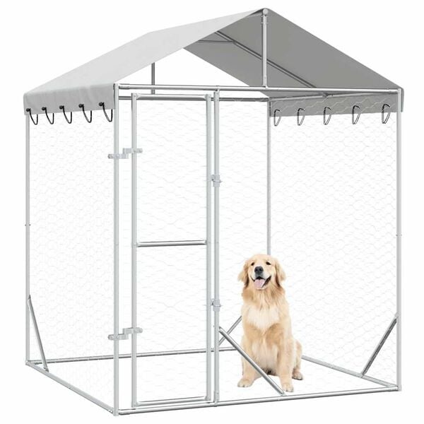 vidaXL Hondenkennel met dak - 55% Korting - 2x2x2,5m Staal