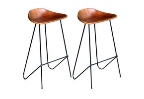 VidaXL Barstoelen Set - Echt Leer (Zwart/Bruin) - 60% Korting!