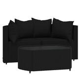 vidaXL Loungeset 3-delig (50% Korting) - Poly Rattan Zwart