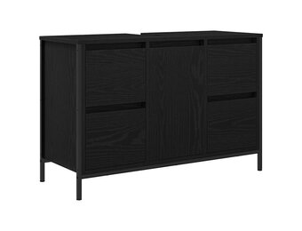 vidaXL Wastafelkast Zwart Eiken 90cm - 55% Korting