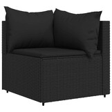 vidaXL Tuinhoekbank met Kussens - Poly Rattan Zwart - 35% Korting