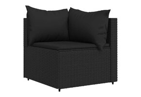 vidaXL Tuinhoekbank met Kussens - Poly Rattan Zwart - 35% Korting