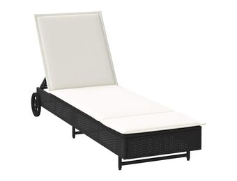 vidaXL Ligbed met wielen - Poly Rattan Zwart - 30% Korting