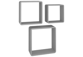 vidaXL Wandschappen Kubus Set (3x) - Grijs - 35% Korting