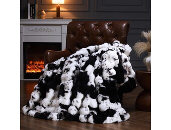 YBIKE Faux Rabbit Fur Plaid - Zwart/Wit (200x150cm) - 37% Korting