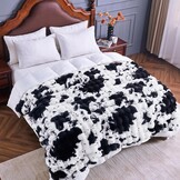 YBIKE Faux Rabbit Fur Plaid - Zwart/Wit (200x150cm) - 37% Korting