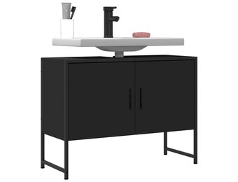 vidaXL Wastafelkast 80x33x60 cm Zwart - 60% Korting!