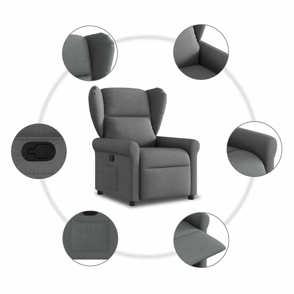 vidaXL Fauteuil verstelbaar stof donkergrijs - 60% Korting