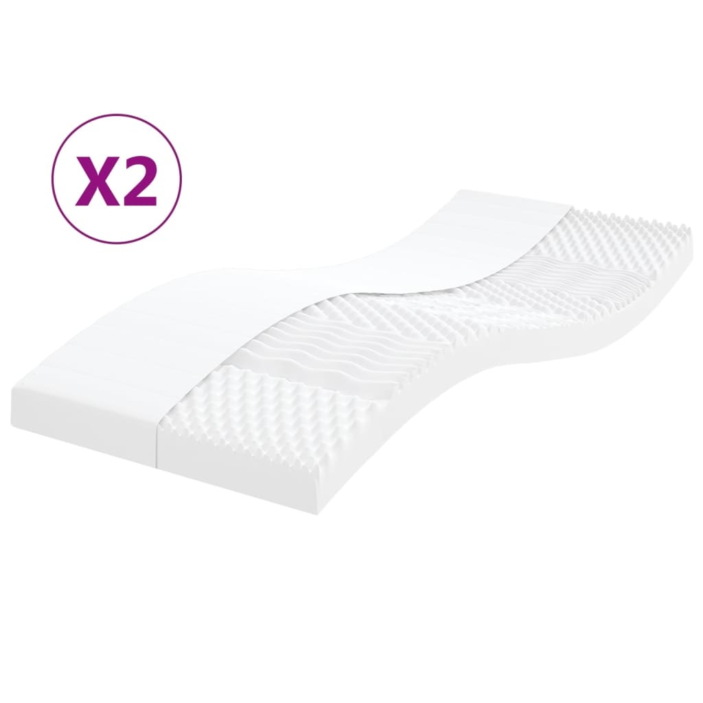 vidaXL Schuimmatrassen 2 st. 80x200 cm Wit - 30% Korting!