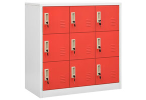 vidaXL Lockerkast 90x45x92,5cm Staal (Lichtgrijs/Rood) - 60% Korting!