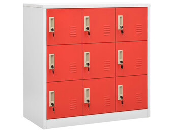 vidaXL Lockerkast 90x45x92,5cm Staal (Lichtgrijs/Rood) - 60% Korting!