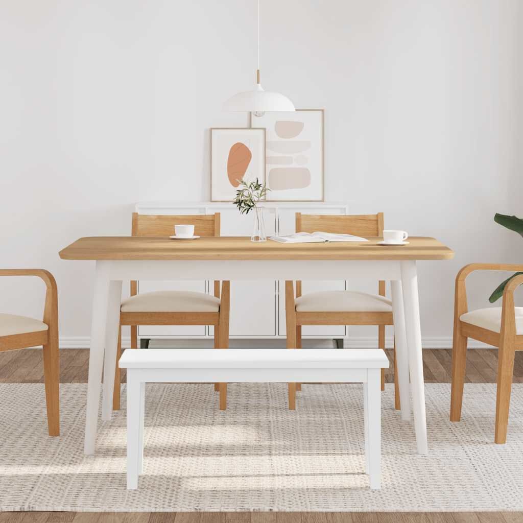 vidaXL Bank 90cm Massief Hout Rubber Wit - 41% Korting