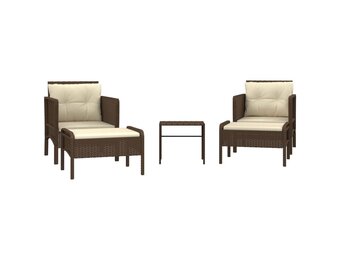 vidaXL 5-delige Loungeset Poly Rattan Bruin (62% Korting)