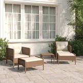 vidaXL 5-delige Loungeset Poly Rattan Bruin (62% Korting)