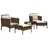 vidaXL 5-delige Loungeset Poly Rattan Bruin (62% Korting)