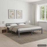 vidaXL Bedframe Grenenhout Grijs 160x200 cm - 30% Korting!