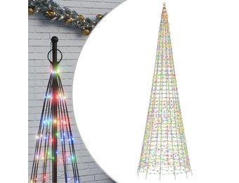 vidaXL LED-kerstboom aan vlaggenmast - 500 cm, 1534 LEDs, Kleurrijk - 42% Korting!