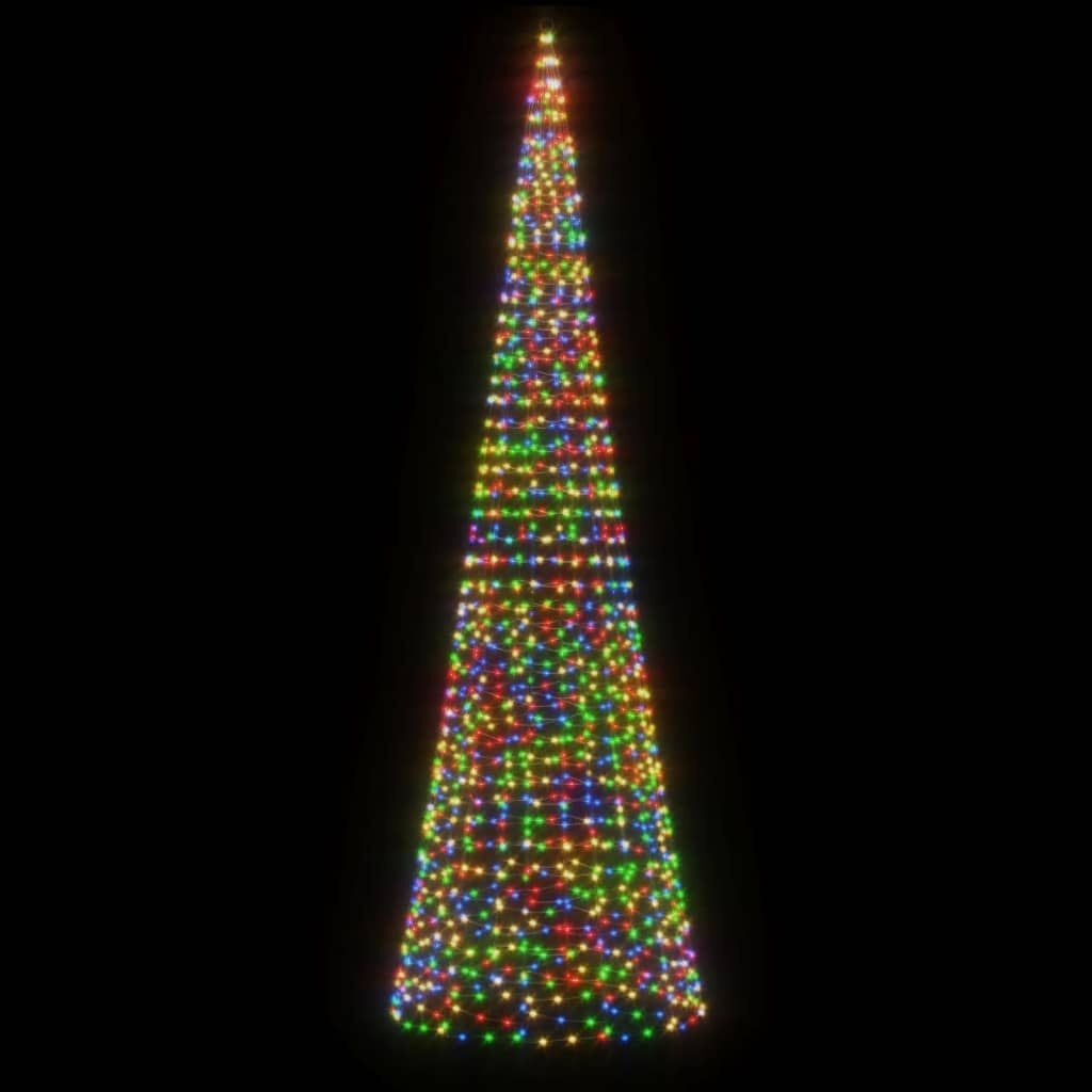 vidaXL LED-kerstboom aan vlaggenmast - 500 cm, 1534 LEDs, Kleurrijk - 42% Korting!