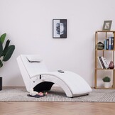 vidaXL Massage Chaise Longue met Kussen - Wit - 55% Korting!