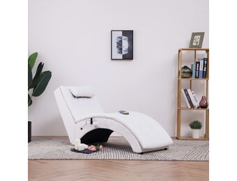 vidaXL Massage Chaise Longue met Kussen - Wit - 55% Korting!